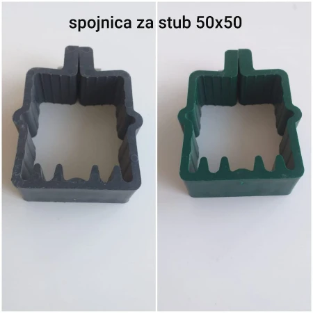 PLASTIČNA ZELENA OBUJMICA ZA PANELNE OGRADE SA MATICOM I INBUSOM ZA STUB 50x50 mm
